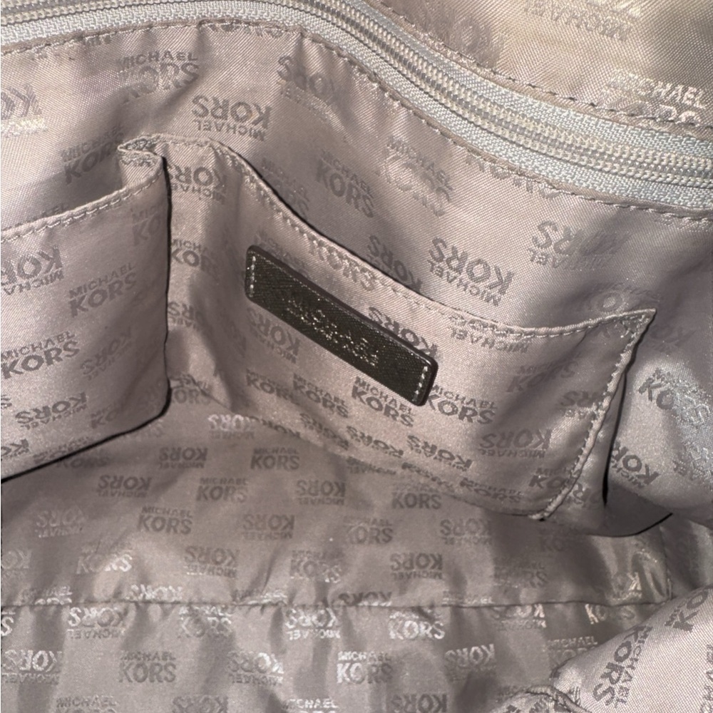 Michael Kors Gold Bag Ciara large Saffiano Leather Satchel Metallic Pewter Purse - Picture 5 of 6